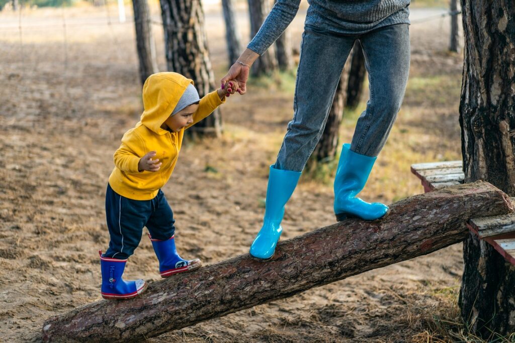 Child learning with mom