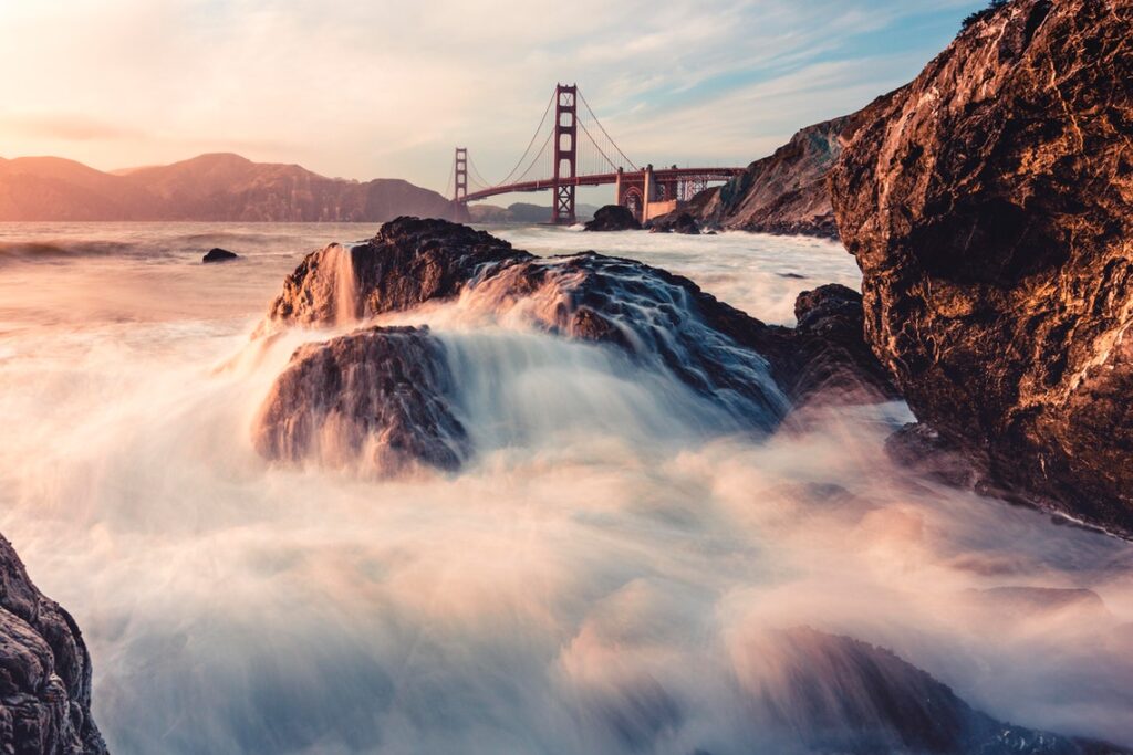 A River Flowing Through The Rocks.