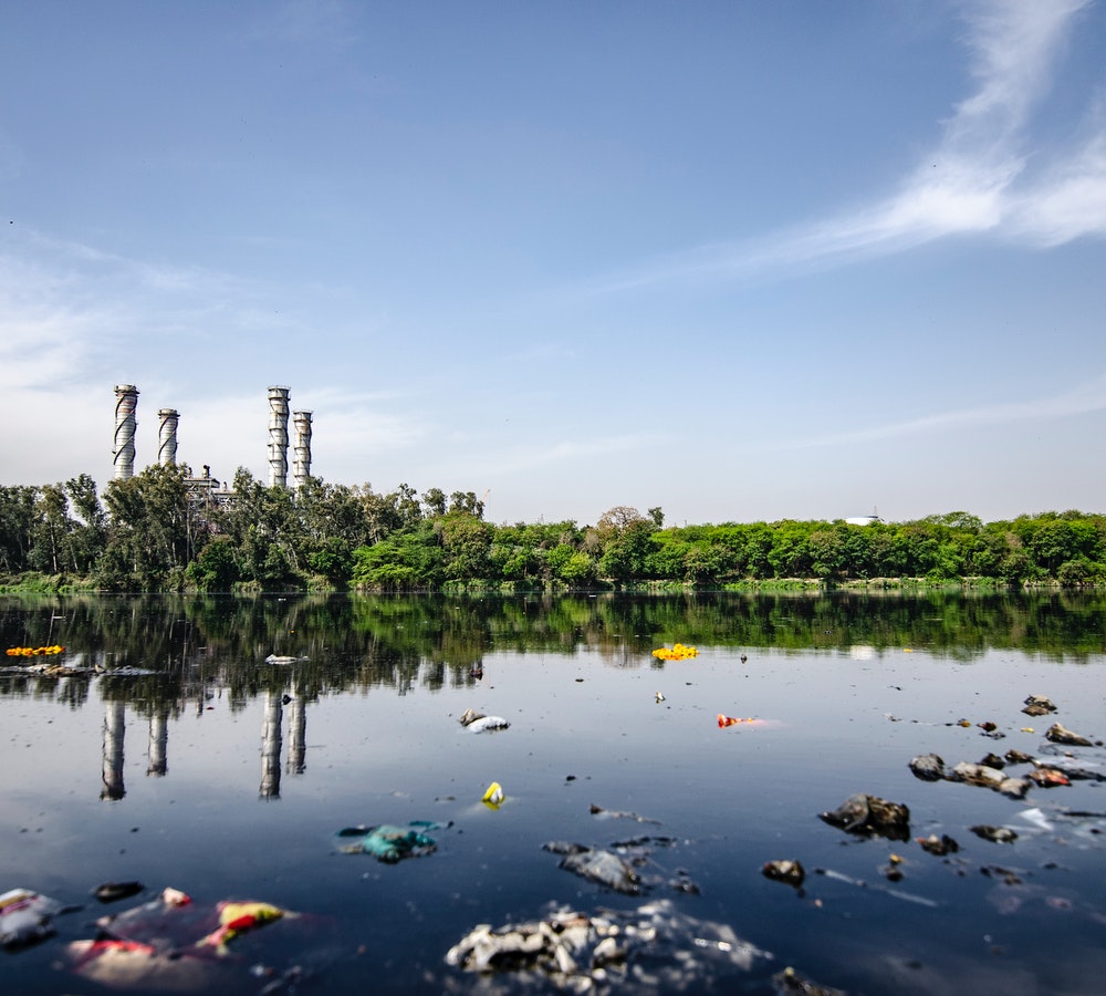 A polluted river.