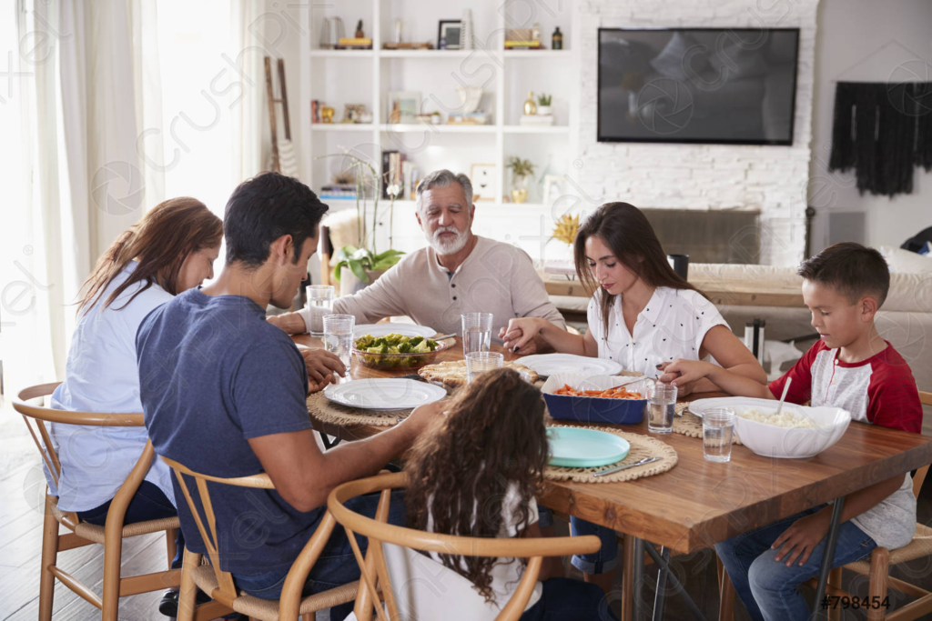 A family enjoying their meals together.