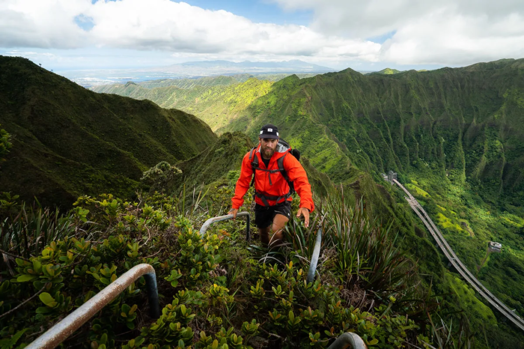 A hiker hiking in Hawaii.