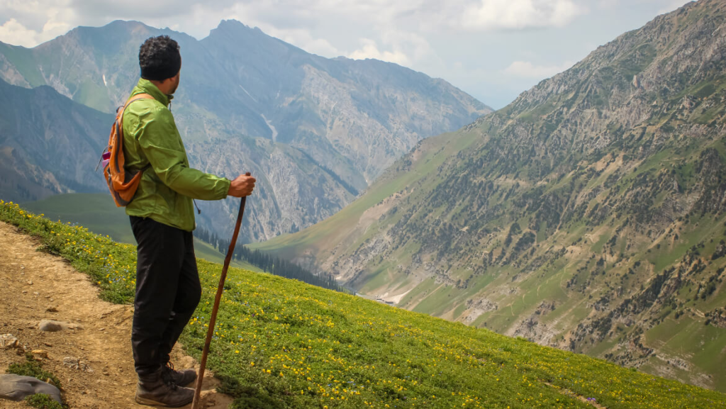 A trekker having a view of trek.