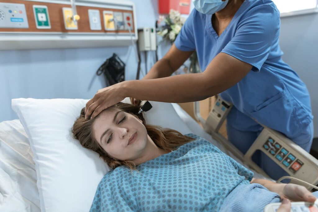 A doctor checking up a patient.